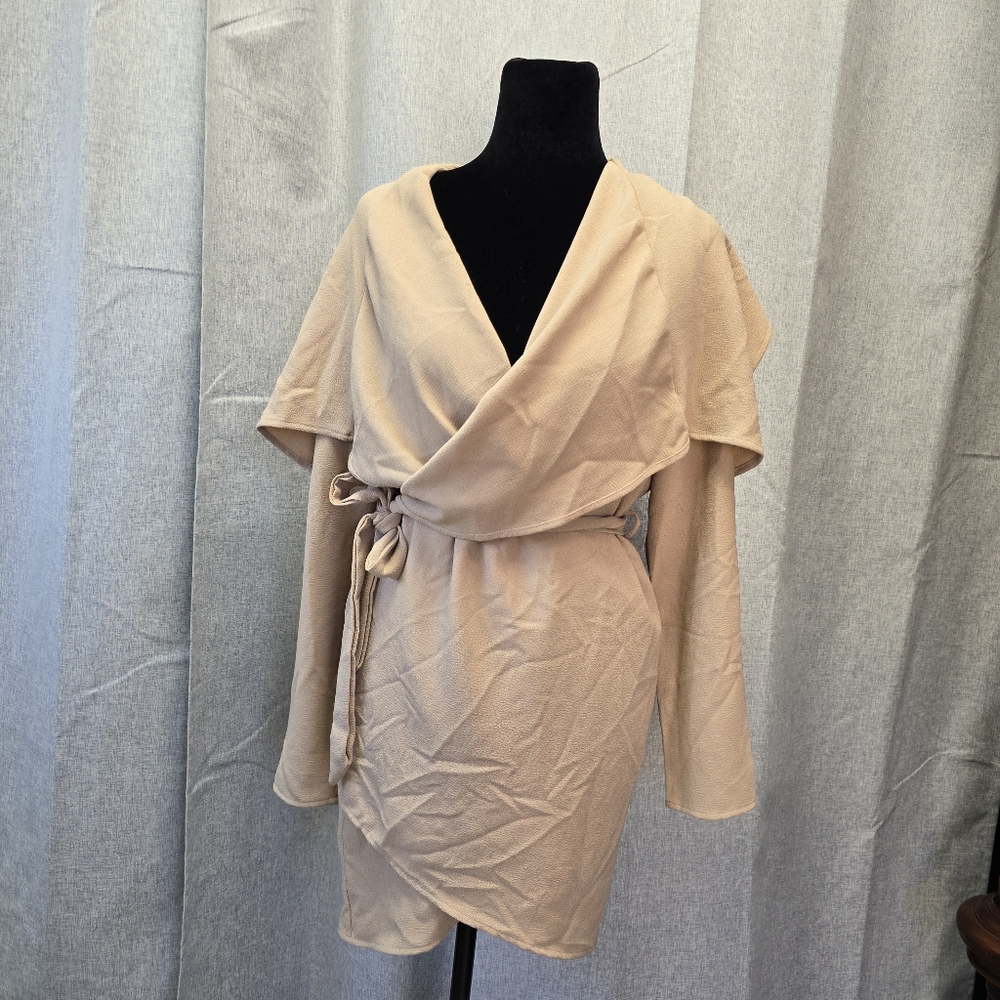 Primi Women's Beige Wrap Duster Long Sleeve Cardigan Size Small